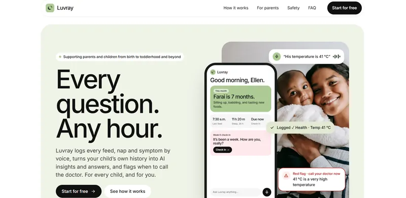 Luvray landing page: Every question. Any hour.